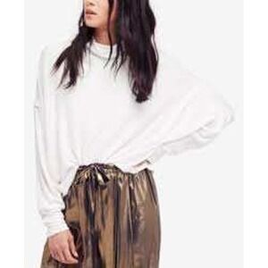 Free People Alameda Dolman-Sleeve Turtleneck Top in Ivory Size Large